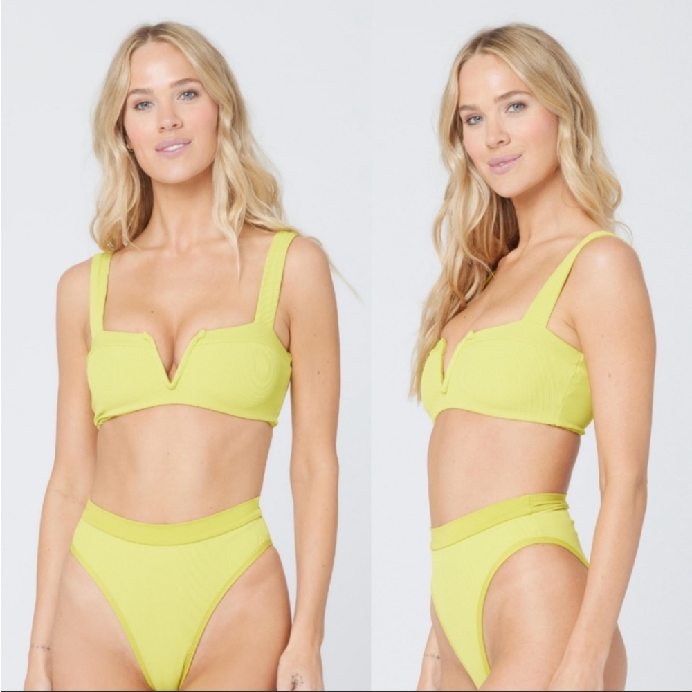 NWT Lee ribbed bikini top and bottom in the color apple green.